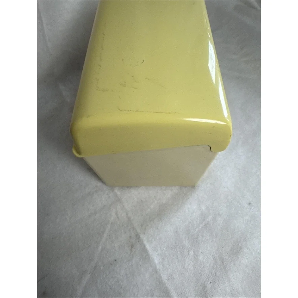 Vintage Mid-Century Modern Yellow Plastic Recipe Box with Assorted Recipe Cards